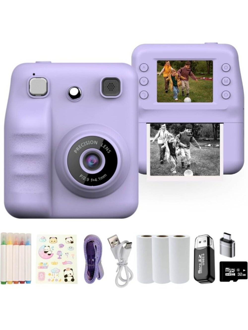 Instant Print Camera for Kids - Perfect Gift for Girls & Boys, Purple Color
